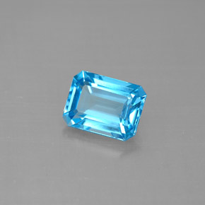 Topacio azul natural de 2,06 ct, corte esmeralda, VVS