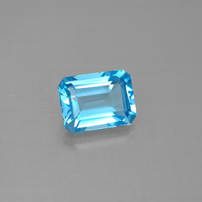 Topacio azul natural de 2,06 ct, corte esmeralda, VVS