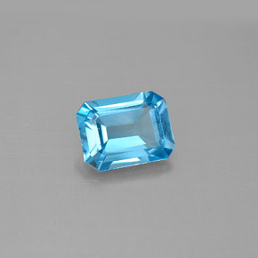 Topacio azul natural de 1,74 ct, corte esmeralda, VVS-VS