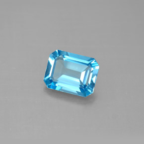 Topacio azul natural de 1,74 ct, corte esmeralda, VVS-VS
