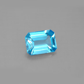 Topacio azul natural de 1,62 ct, corte esmeralda, VS