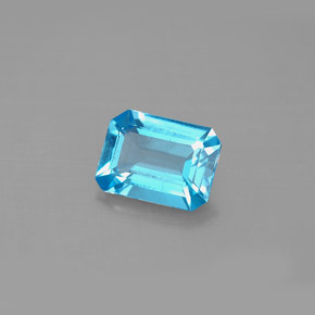 Topacio azul natural de 1,62 ct, corte esmeralda, VS