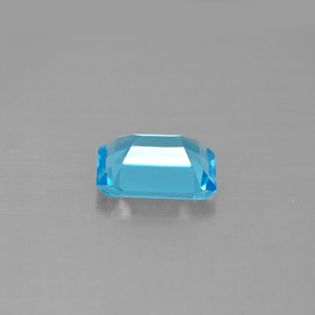 Topacio azul natural de 1,62 ct, corte esmeralda, VS