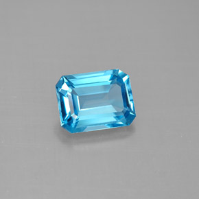 Topacio azul natural de 1,86 ct, corte esmeralda, VVS-VS