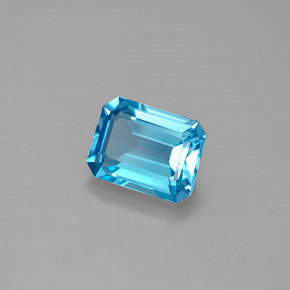 Topacio azul natural de 1,86 ct, corte esmeralda, VVS-VS