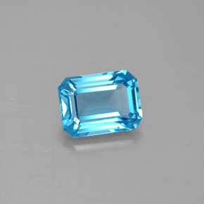Topacio azul natural de 1,87 ct, corte esmeralda, VVS-VS
