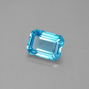 Topacio azul natural de 1,87 ct, corte esmeralda, VVS-VS
