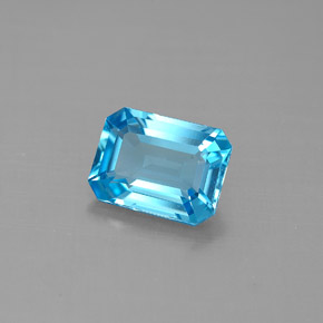Topacio azul natural de 1,85 ct, corte esmeralda, VVS