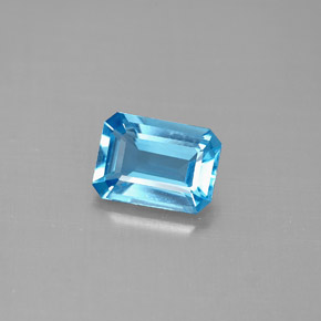 Topacio azul natural de 1,70 ct, corte esmeralda, VVS-VS