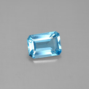 Topacio azul natural de 1,70 ct, corte esmeralda, VVS-VS