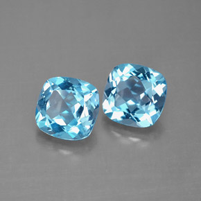 Gemas de topacio azul natural de  ct, corte cojín, VVS-VS