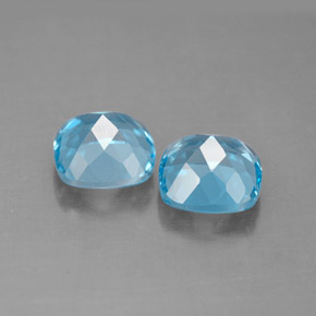 Gemas de topacio azul natural de  ct, corte cojín, VVS-VS