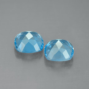 Gemas de topacio azul natural de  ct, corte cojín, VVS-VS