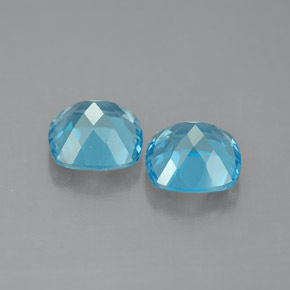 Gemas de topacio azul natural de  ct, corte cojín, VVS-VS