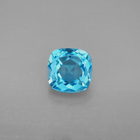 Topacio azul natural de 2,06 ct, corte cojín, VVS-VS