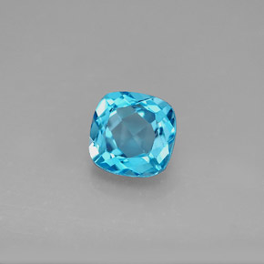 Topacio azul natural de 2,06 ct, corte cojín, VVS-VS