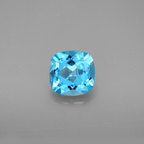 Topacio azul natural de 1,87 ct, corte cojín, VVS-VS