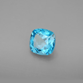 Topacio azul natural de 1,87 ct, corte cojín, VVS-VS