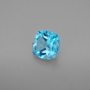 Topacio azul natural de 1,78 ct, corte cojín, VVS-VS