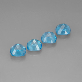 Gemas de topacio azul natural de  ct, corte cojín, VVS-VS