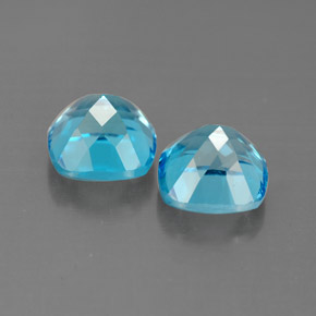 Gemas de topacio azul natural de  ct, corte cojín, VVS-VS