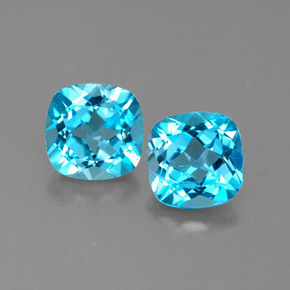 Gemas de topacio azul natural de  ct, corte cojín, VVS-VS