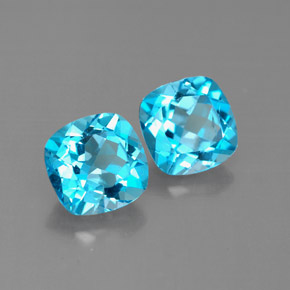 Gemas de topacio azul natural de  ct, corte cojín, VVS-VS