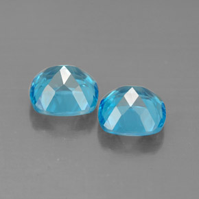Gemas de topacio azul natural de  ct, corte cojín, VVS-VS