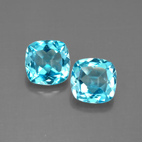 Gemas de topacio azul natural de  ct, corte cojín, VVS-VS