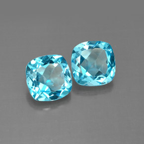 Gemas de topacio azul natural de  ct, corte cojín, VVS-VS