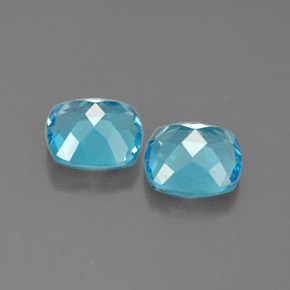 Gemas de topacio azul natural de  ct, corte cojín, VVS-VS