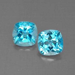 Gemas de topacio azul natural de  ct, corte cojín, VVS-VS