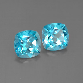 Gemas de topacio azul natural de  ct, corte cojín, VVS-VS