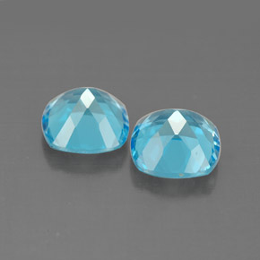 Gemas de topacio azul natural de  ct, corte cojín, VVS-VS