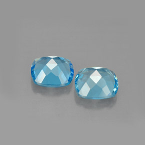 Gemas de topacio azul natural de  ct, corte cojín, VVS-VS