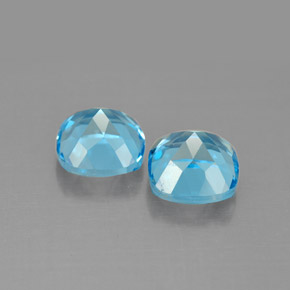 Gemas de topacio azul natural de  ct, corte cojín, VVS-VS