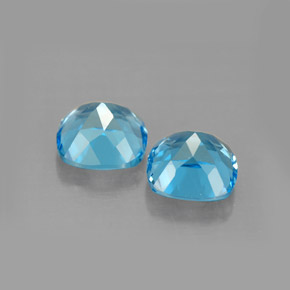 Gemas de topacio azul natural de  ct, corte cojín, VVS-VS
