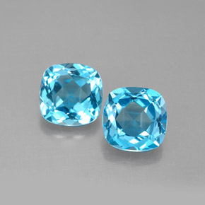 Gemas de topacio azul natural de  ct, corte cojín, VVS-VS