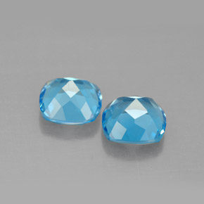 Gemas de topacio azul natural de  ct, corte cojín, VVS-VS