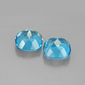 Gemas de topacio azul natural de  ct, corte cojín, VVS-VS