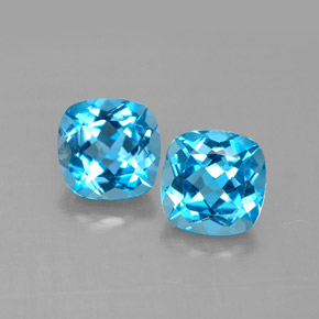 Gemas de topacio azul natural de  ct, corte cojín, VVS-VS