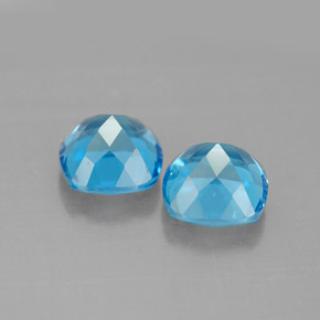 Gemas de topacio azul natural de  ct, corte cojín, VVS-VS