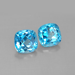 Gemas de topacio azul suizo natural de  ct, corte cojín, VVS-VS