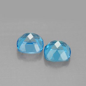 Gemas de topacio azul suizo natural de  ct, corte cojín, VVS-VS