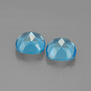 Gemas de topacio azul natural de  ct, corte cojín, VVS-VS