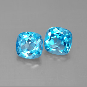 Gemas de topacio azul natural de  ct, corte cojín, VVS-VS