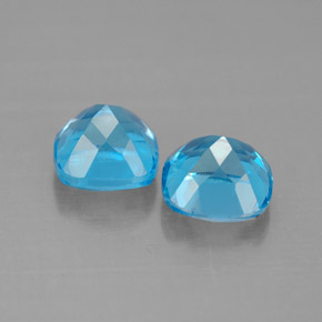 Gemas de topacio azul natural de  ct, corte cojín, VVS-VS