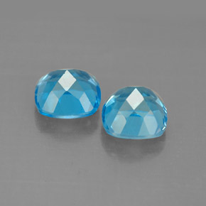 Gemas de topacio azul natural de  ct, corte cojín, VVS-VS