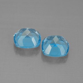 Gemas de topacio azul natural de  ct, corte cojín, VVS-VS