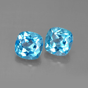 Gemas de topacio azul natural de  ct, corte cojín, VVS-VS